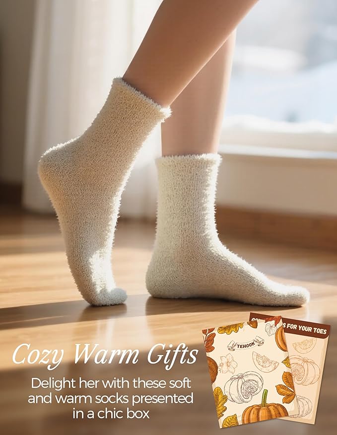 TEHOOK Warm & Cozy Valentines Gifts for Women, Fluffy Fuzzy Plush Sleeping Slipper Socks - Soft Warm Fabric - Bloomnest