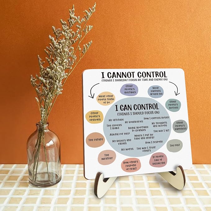 Inspirational Office Work Decor Rustic Wooden Desk Decor Mental Health Gifts Therapy Therapist Appreciation Gifts for Coworker Office Home Table Tiered Tray Plaque with Wood Stand