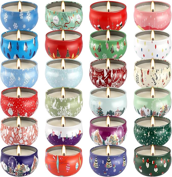 Christmas Candle Advent Calendar 2025 24 Days ScentedTumbler Candle Countdown to Xmas Natural Soy Wax,Christmas Gifts for Adult Women and Men Season & HolidayGifting - Bloomnest