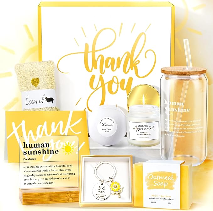 12PCS Thank You Gifts for Women,Valentine's Day Gift,Appreciation Gifts for Coworkers, Sunshine Box for Employee, Thanks You Baskets for Women Friends Teacher, Mentor, Families, Friends, Leaders - Bloomnest