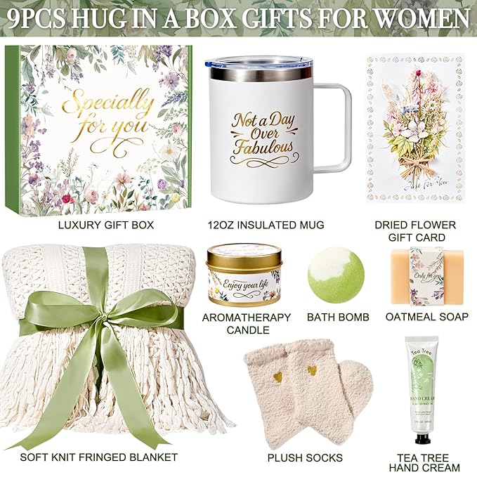 Valentines Day Gifts for Her Mom Wife, Birthday Gifts for Women Spa Care Package, Get Well Soon Gift Baskets Thinking of You Sympathy Gift Box for Friend, Sister, Wife (Ivory) - Bloomnest