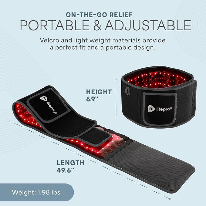 Lifepro Red Light Therapy Belt – Allevared Infrared Red Light Therapy for Body, Back Pain and Shoulder - 660nm & 850nm Near Infrared Heating Pad – Adjustable & Portable for Wellness & Relaxation Lifepro