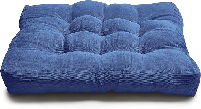 LANITI 24” Inch Extra Large Floor Cushions Tufted Floor Pillow for Adults Square Meditation Ultimate Comfort Oversized Pillows for Floor Cushion (Aqua)