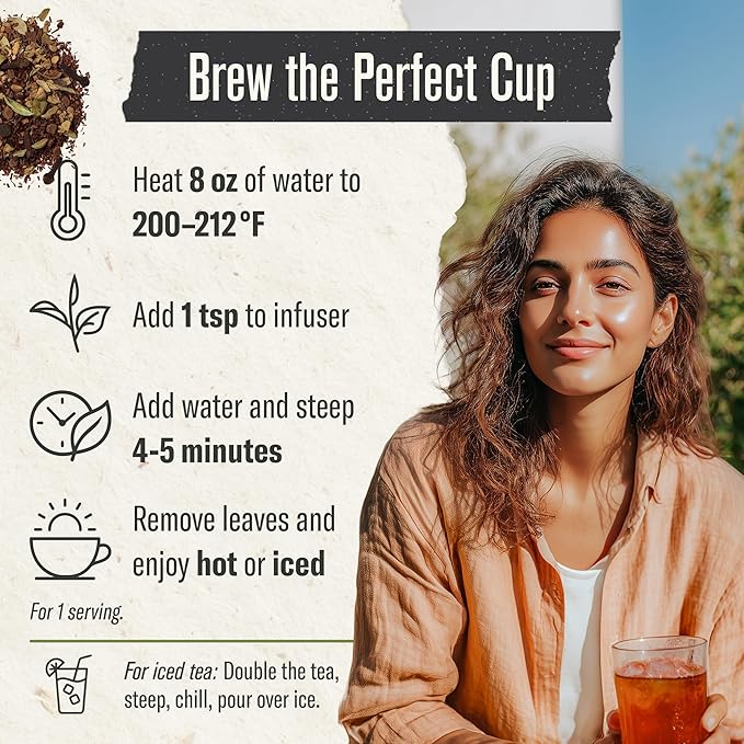 Numi Organic Rooibos Chai Tea, 100 Tea Bags, Herbal Red Tea with Cinnamon, Allspice, Ginger & Cardamom, Caffeine Free Chai - Bloomnest