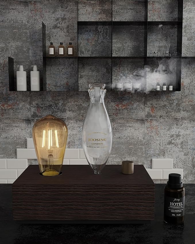 Glass Essential Oil Diffuser with Natural Wood Base, Waterless Aromatherapy Diffusers with Bulb, 3 Color Light Aroma Nebulizer for Home Office Bedroom Yoga | A Gift of Fragrance - Bloomnest