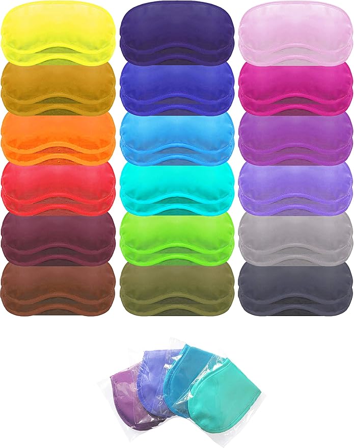 Eye Mask Sleep Masks Pack of 36 PorsMing Sleeping Mask Blindfold Eye Cover Team Building Games Party with Nose Pad and Adjustable Strap for Women Men Kids 4 Layers Colors (18 Color 36 Pieces) - Bloomnest
