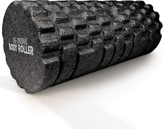 High Density Foam Roller Massager for Deep Tissue Massage of The Back and Leg Muscles - Self Myofascial Release of Painful Trigger Point Muscle Adhesions - 13" Black - Bloomnest