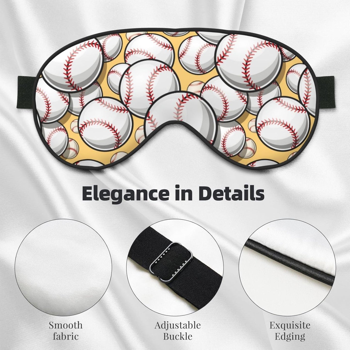 Sleep Eye Mask Baseball Softball Sleep Mask for Women Men Comfortable Eye Mask with Adjustable Strap Soft Eye Cover Blindfold for Travel Yoga Nap Shift Work