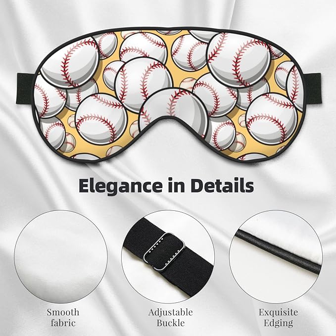 Sleep Eye Mask Baseball Softball Sleep Mask for Women Men Comfortable Eye Mask with Adjustable Strap Soft Eye Cover Blindfold for Travel Yoga Nap Shift Work - Bloomnest
