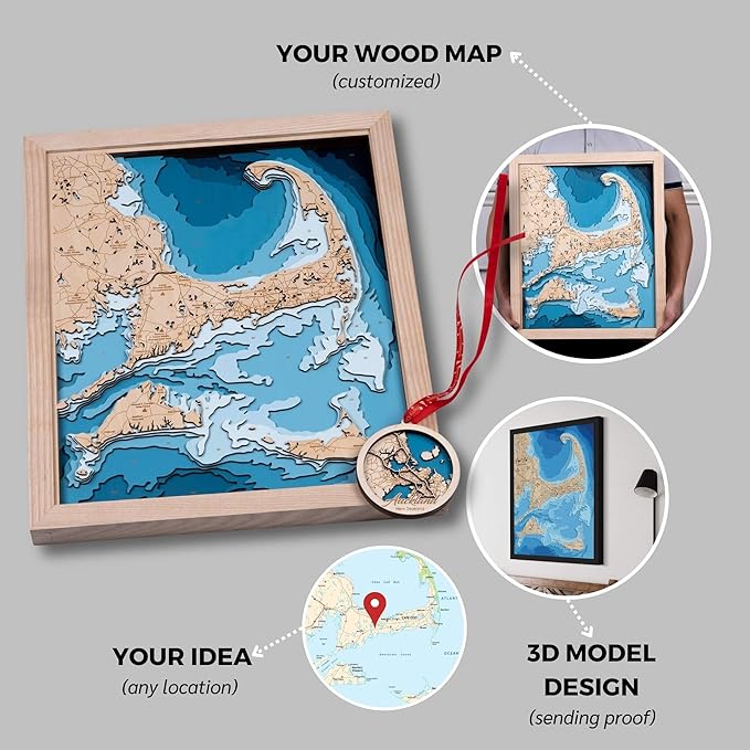 Personalized 3D Lake of The Woods Wood Map | Lake Depth Map Art | 8-Layer Nautical Decor | Rustic Wall Art for Lake House, Cabin | Gifts for 5th Anniversary, Father’s Day, Christmas, Housewarming - Bloomnest
