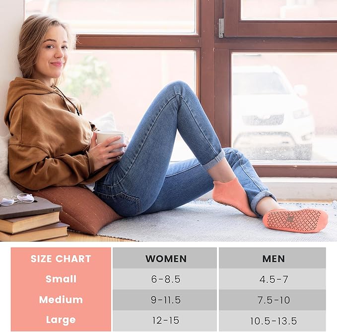 unenow Unisex Non Slip Grip Socks with Cushion for Yoga Pilates Barre Home & Hospital - Bloomnest