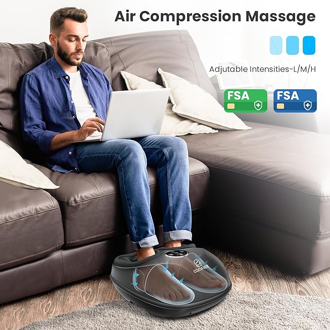 COMFIER HSA Eligible Shiatsu Foot Massager Machine with Heat, FSA Foot Massager for Neuropathy Plantar Fasciitis, Deep Kneading Feet Massager with Heat,Up to Men Size 13, Christmas Gifts for Men Women - Bloomnest