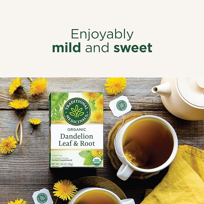 Traditional Medicinals Tea, Organic Dandelion Leaf & Root, Supports Kidney Function & Healthy Digestion, 48 Tea Bags (3 Pack) - Bloomnest