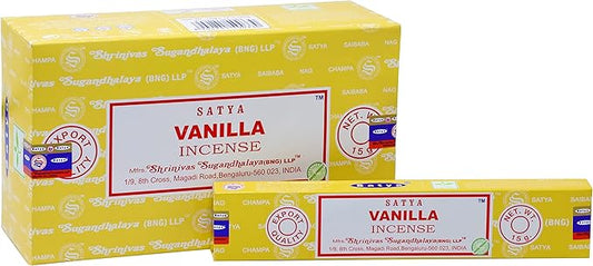 EARTH Satya Vanilla Incense Sticks 15 GMS (Pack of 12) (Green Certified) Indian Perfumed Hand Rolled Agarbatti Perfect for Worship,Relaxation, Medication. Earth