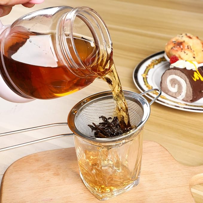 Patelai 3 Pieces Tea Strainers Cocktail Strainer Stainless Steel Fine Mesh Strainer Colander Conical Food Loose Tea Filter Practical Bar Colander Tool - Bloomnest