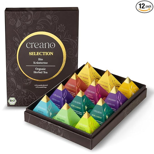 Creano Organic Herbal Tea Gift Set "Organic Herbal Tea" – 12 Pyramid Tea Bags in 9 Different Varieties – 30g* - Bloomnest