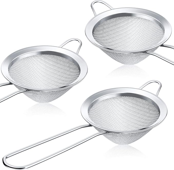 Patelai 3 Pieces Tea Strainers Cocktail Strainer Stainless Steel Fine Mesh Strainer Colander Conical Food Loose Tea Filter Practical Bar Colander Tool - Bloomnest