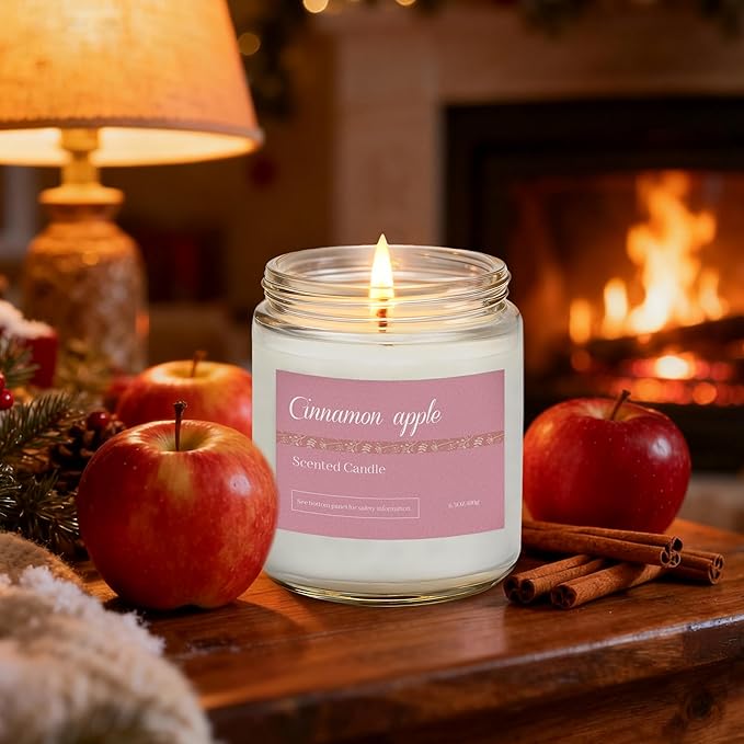 6 Pack Fall Candles for Home Scented, Fall Scented Candles for Women Gifts Autumn Home Decor, Natural Non Toxic Soy Candle Set Pumpkin/Cinnamon Apple/Vanilla/Lavender/Sage/Eucalyptus - Bloomnest