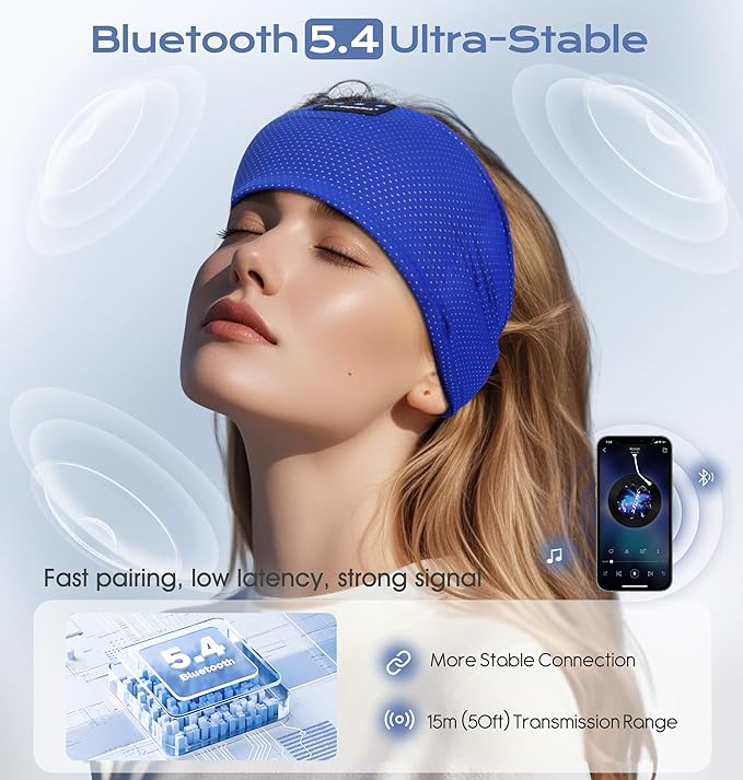 ink-topoint Sleep Headphones Bluetooth 5.4 Headphone, Sports Earphones with HD Stereo Speakers Breathable Sports Headphones for Running, Yoga, Travel, Sleeping, Ideal Gifts for Men Women - Bloomnest