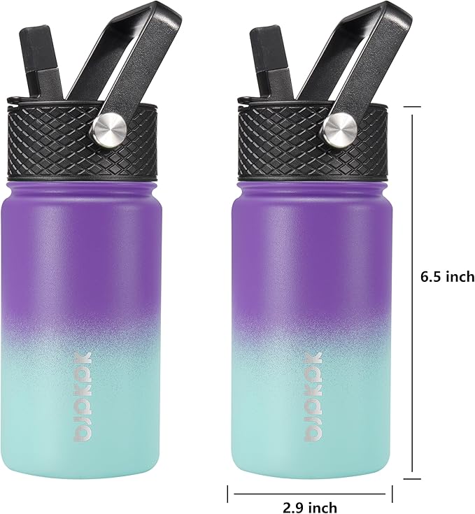 BJPKPK Water Bottle with Straw Lid, 15 oz Insulated Water Bottle, Stainless Steel Metal Water Bottles, Reusable Leak Proof BPA Free Thermo, Flask, Cups, Lavender - Bloomnest