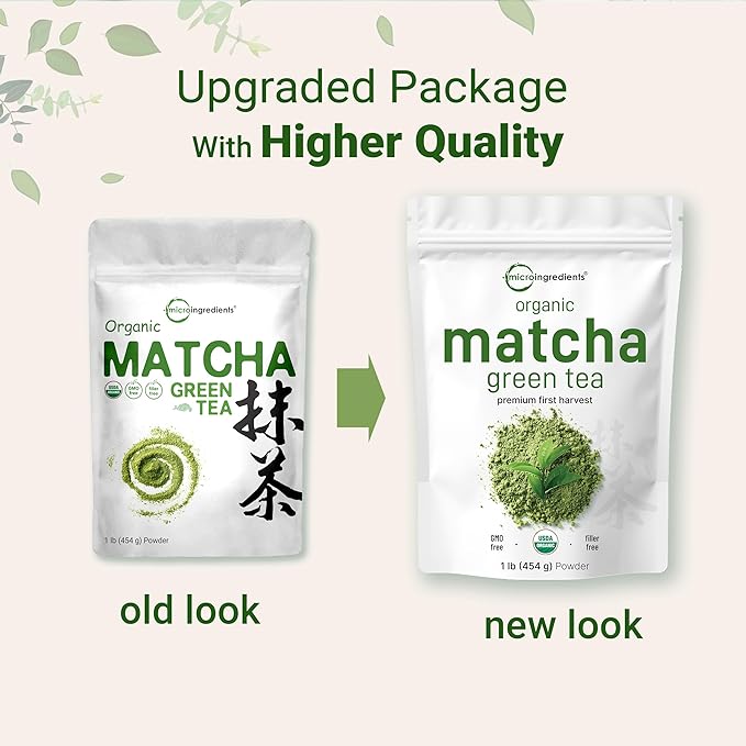 Micro Ingredients Organic Matcha Green Tea Powder, First Harvest, Culinary Grade from Japan, 100% Pure & Unflavored, Great for Tea, Latte, & Smoothies, Non-GMO, No Sugar, Eco-Friendly Packaging, 1 Lb - Bloomnest