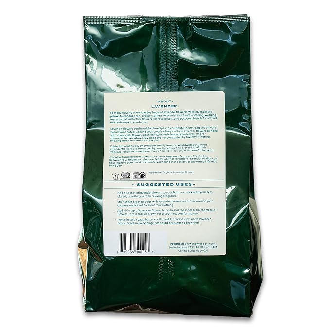 Worldwide Botanicals Organic Lavender Flowers, 1 lb, Pure European Lavender buds, Perfect for Aromatherapy, Sachets, Wedding celebrations, Tea flavoring, Eye pillows Scenting The Home - Bloomnest