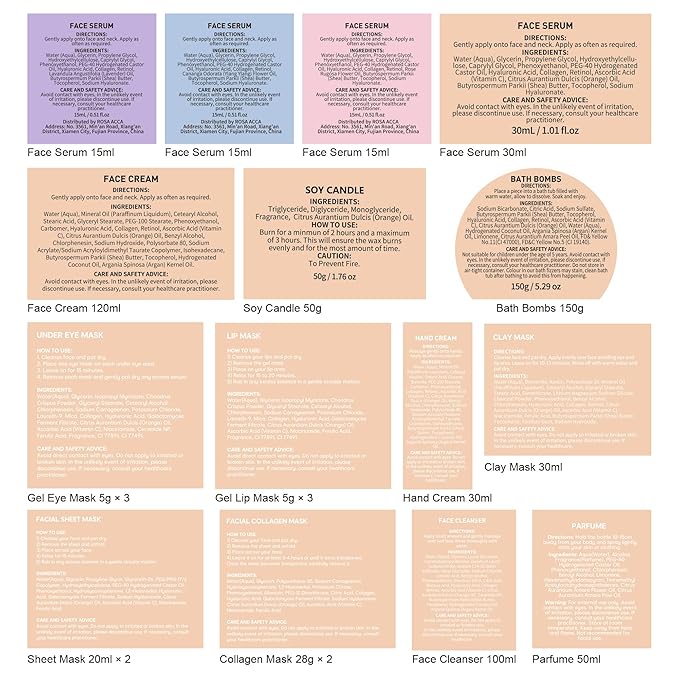 33 pcs Valentines Day Gifts for Women, Orange Facial Kit, Skin Care Gift Set, Self-Care Kit, Spa & Bath & Body Basket Gift, Beauty Bag, Face Gel Mask, Pampering Kit, Birthday Gift, Mother Day - Bloomnest