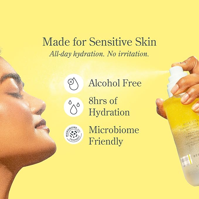 Beekman 1802 Milk Shake Hydrating Face Mist - Hyaluronic Acid & Squalane Facial Mist Minimizes Pores & Gently Moisturizes - Makeup Setting Spray - Fragrance-Free - Bloomnest