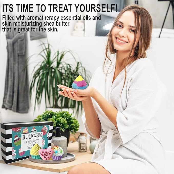 Bath Bombs Gift Set for Christmas - Bath Bombs for Girls, 6 Aromatherapy Natural BathBombs w/Organic Ingredients Skin Moisturizing Bubble BathBombs for Women Relaxing, Kids Stocking Stuffers - Bloomnest