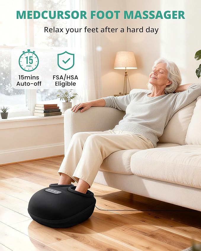 Medcursor Foot Massager Machine with Heat, Rolling, Deep Kneading, Shiatsu Foot Massager for Delivers Pain Relief, Tired, Plantar Fasciitis, Gift for Women Mom Men Fits Up to 13" - Bloomnest