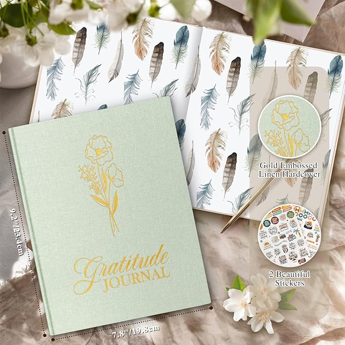 Lanpn Daily Gratitude Journal for Woman Men, 4 Month Affirmation & Mindfulness Planner, 7.8"x9.2" The 5 Minute Grateful Diary, Guided Reflection with Positivity Prompts Undated Notebook, Sage Green - Bloomnest