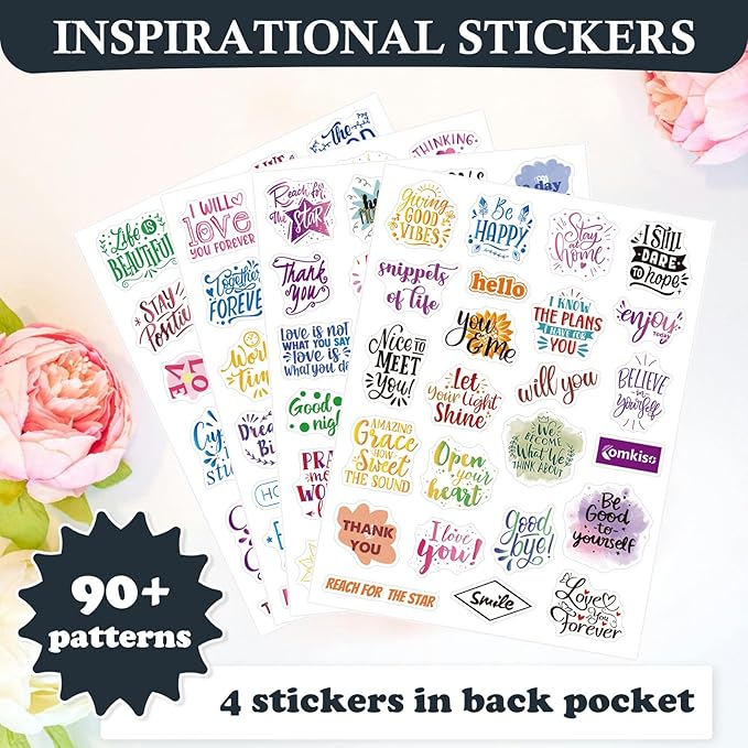 Gratitude Journal with 4 Inspirational Stickers: Undated Daily Gratitude Journal for Women and Men - More Happiness, Affirmation, and Mindfulness in A Few Minutes with Prompts & Quotes (Peony) - Bloomnest