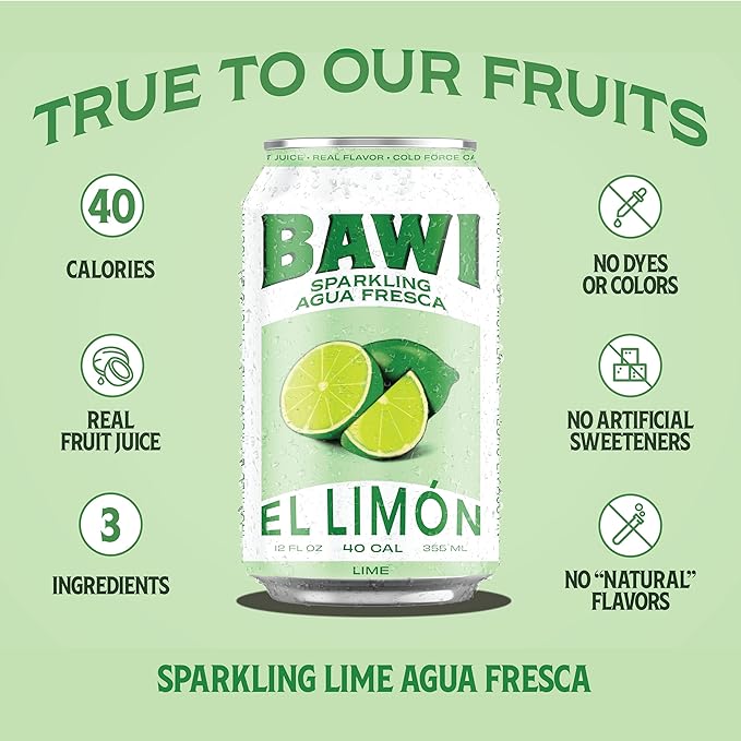Bawi Agua Fresca Lime Flavored Sparkling Drink, 12 Fluid Ounces (Pack Of 12) - Bloomnest