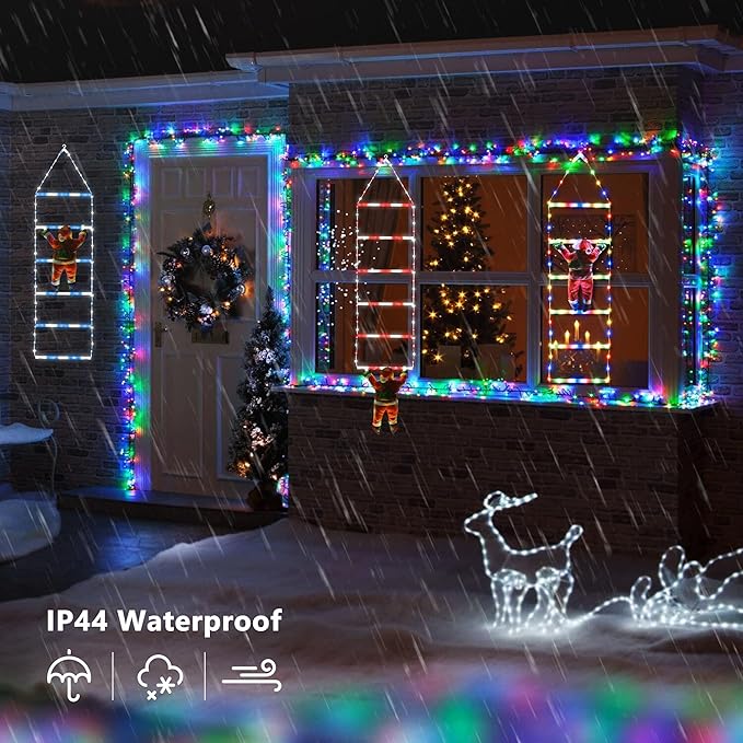 Toodour LED Christmas Light - 2.5FT Christmas Decorative Ladder Lights with Santa Claus, Xmas Decorations Light for Indoor Outdoor, Window, Garden, Home, Wall, Xmas Tree Decor - White & Red - Bloomnest