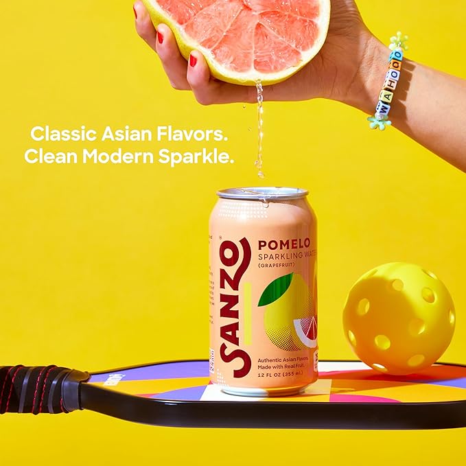 Sanzo Flavored Sparkling Water - Pomelo Grapefruit Seltzer - Low Calorie Low Sugar - Craft Asian Drinks - Vegan Gluten Free Carbonated Flavored Water - Fizzy Bubbly Healthy Drinks - 12oz, 12 Pack - Bloomnest