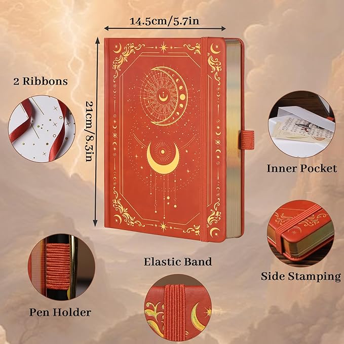 TIEFOSSI Dot Journal, 160gsm 190 Numbered Pages, Diary for Work & Sketching, A5 Hardcover Leather Journal for Writing Women Men - Bloomnest