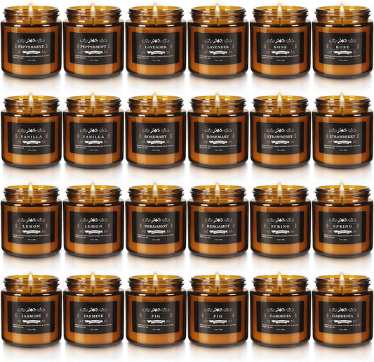 24 Pcs Scented Candles with Added Natural Essential Oils, 3.05oz, Suitable for Various Festivals, Parties, Yoga, and Home Scene