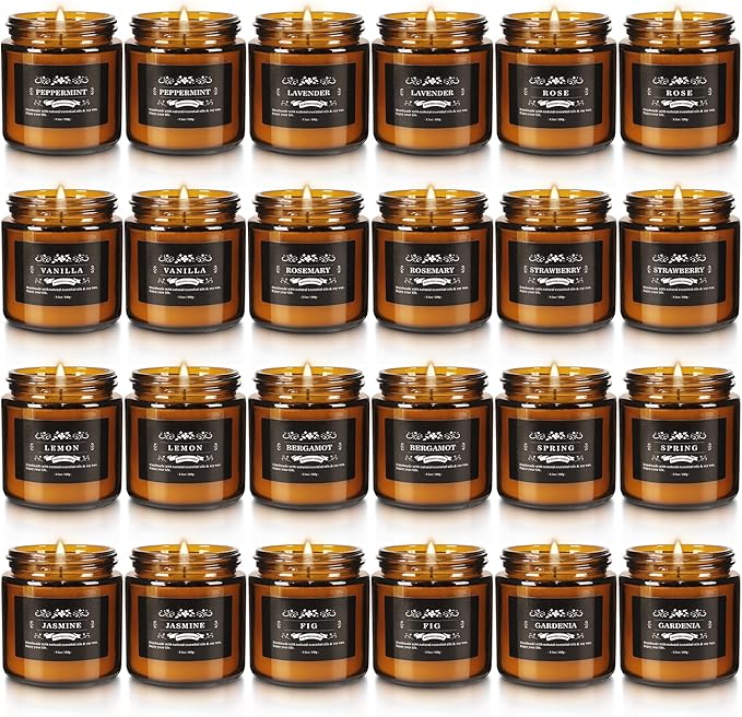 24 Pcs Scented Candles with Added Natural Essential Oils, 3.05oz, Suitable for Various Festivals, Parties, Yoga, and Home Scene - Bloomnest