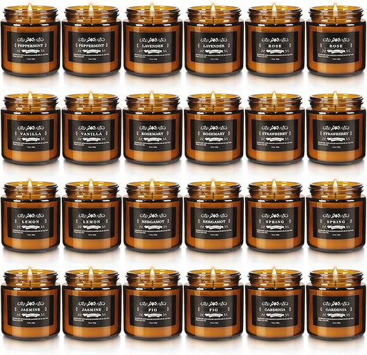 24 Pcs Scented Candles with Added Natural Essential Oils, 3.05oz, Suitable for Various Festivals, Parties, Yoga, and Home Scene - Bloomnest