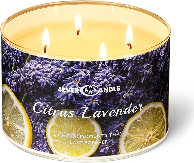 Citrus Lavender Scented Candles, 18oz Soy Candles Non Toxic 4-Wick Large Candle Jars, Over 50 Hours of Burning Time, Ideal for Gifting, Events, Home Decor - Bloomnest