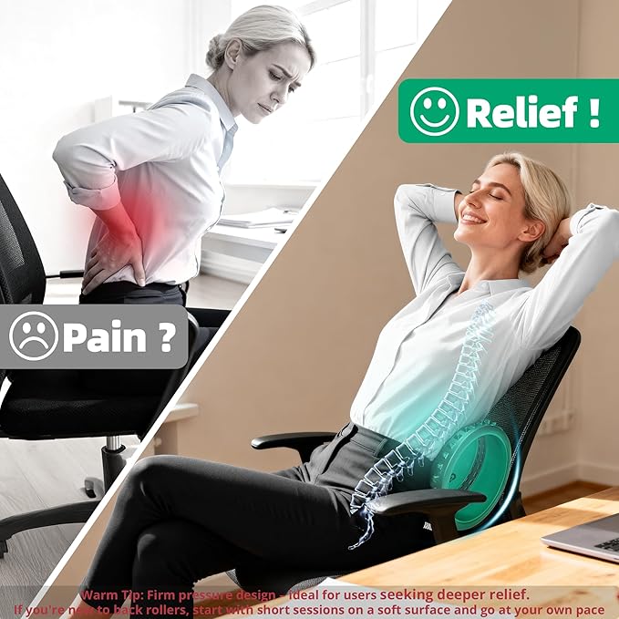 Back Roller for Back Pain Reliefn & Stretching, Deep Tissue Massage Roller Supports Up to 530 lbs / 240 kg, 5.5''-7.5'' Curved Foam Roller for Home Physical Stretching - Bloomnest