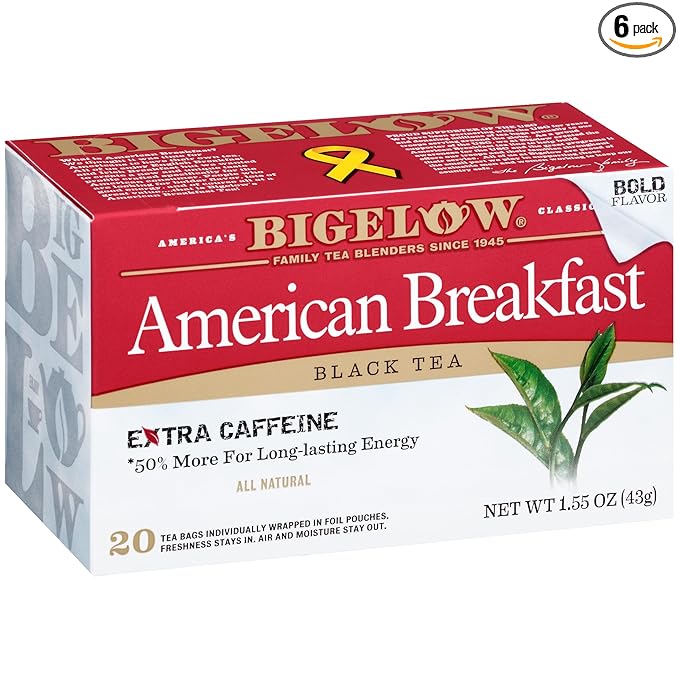 Bigelow Tea American Breakfast Black Tea Bags, Caffeinated Tea, 20 Count Box (Pack of 6), 120 Total Tea Bags Total - Bloomnest