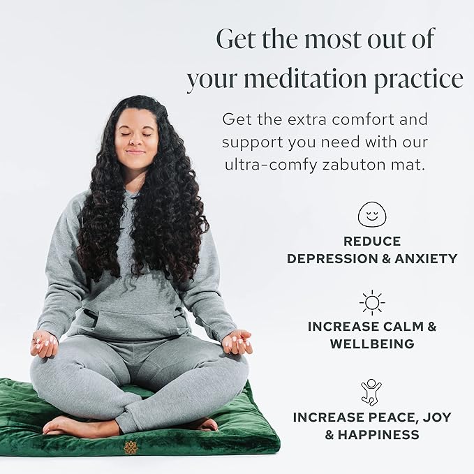 Mindful & Modern Zabuton Meditation Mat - Cotton Filled Yoga and Meditation Pad - Zabuton Meditation Cushion for Kneeling and Sitting Support - Large Rectangular Sitting Floor Pillow for Bench or Zafu