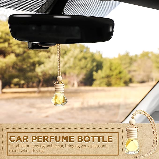BBTO 50 Pcs Hanging Car Air Freshener Car Diffuser Bottles Empty Glass Perfume Bottle Freshener Diffuser Bottle Pendant for Essential Oil Fragrance Aromatherapy Bottle Ornament(Rhombus) - Bloomnest