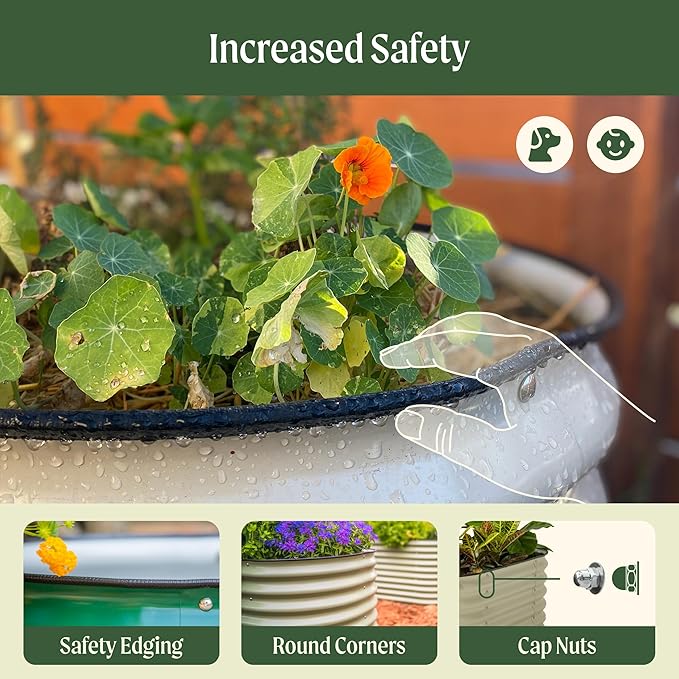 Vego garden Raised Garden Bed Kits, 17" Tall 6 in 1 Modular Metal Raised Planter Bed for Vegetables Flowers Patio Ground Planter Box-Olive Green - Bloomnest