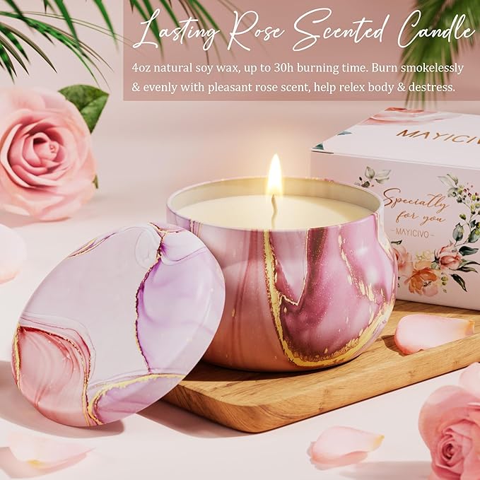 Birthday Gifts for Women Self Care Get Well Soon Gift Baskets, Rose Relaxing Spa Gift Basket Care Package w/ Luxury Flannel Blanket, Unique Valentines Day Gifts for Mom Her Friend Sister Wife Grandma