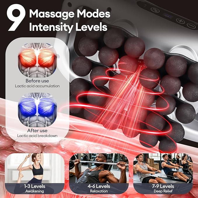 30 Head Massage Gun Set, Massage Gun Deep Tissue Portable with 9 Levels and 9 Modes, Massager for Legs, Waist, Neck, Back, Buttocks Muscles, Gifts for Women, Men, Mom, and Dad - Bloomnest