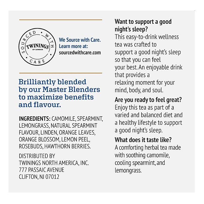 Twinings Sleep Herbal Tea 72 K-Cup Pods for Keurig, 12 Count (Pack of 6), Formerly Nightly Calm, Camomile, Spearmint, & Lemongrass, Naturally Caffeine-Free, Enjoy Hot or Iced - Bloomnest