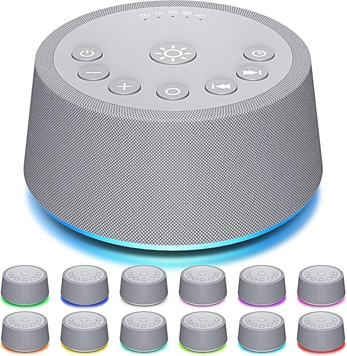 SoundLegend Sleep White Noise Sound Machines 32-Level Volume 30 Sounds 12 Colors Light 5 Timers Adjustable Light Brightness Compact for Everyone Travel Gift Memory Function
