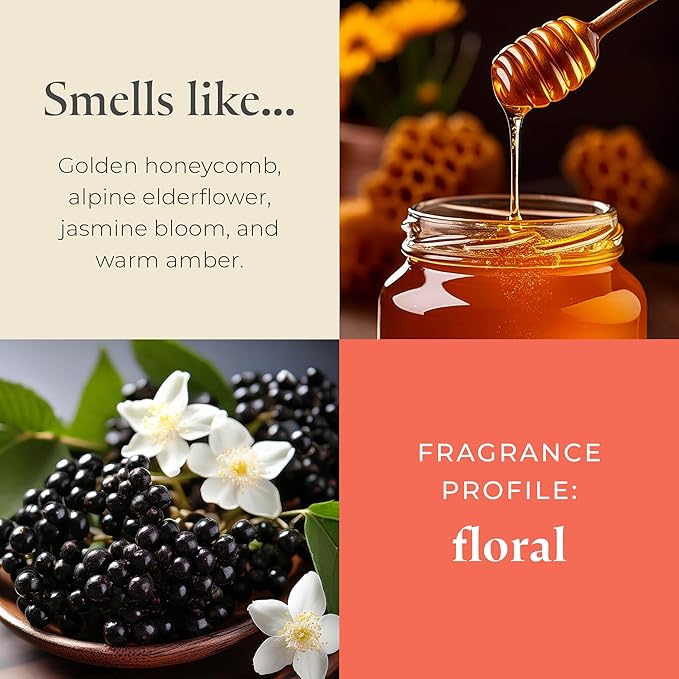 PartyLite Raw Honey & Elderberry Scented, Notes of Alpine Elderflower, Soft Jasmine & Golden Amber, 13.2oz 3-Wick Jar Candle, 45 Hour Burn Time, Luxurious Fragrance, Ideal for Gifting - Bloomnest